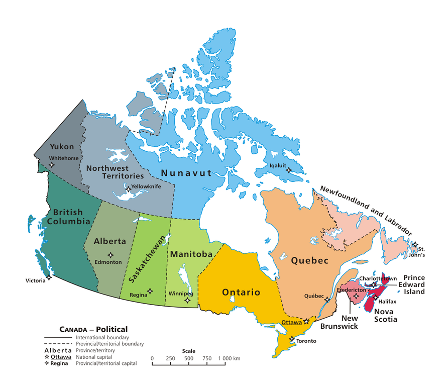 Mapa Kanady