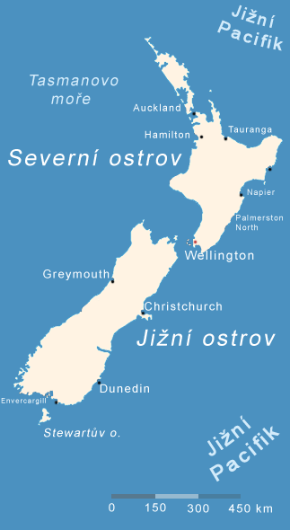 Mapa Nového Zélandu