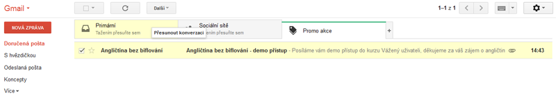 Správně provedený přesun e-mailu