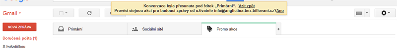 Správně provedený přesun e-mailu